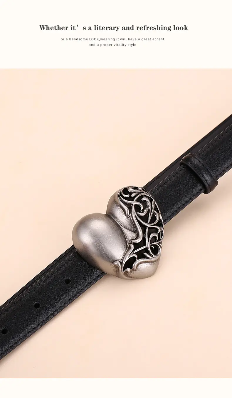 Women's Cowhide Belt with Silver Buckle 24cm — feature 14