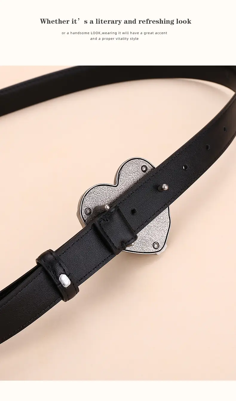 Women's Cowhide Belt with Silver Buckle 24cm — feature 15