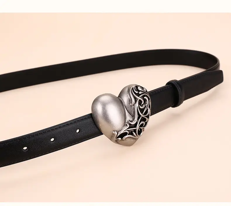 Women's Cowhide Belt with Silver Buckle 24cm — feature 17