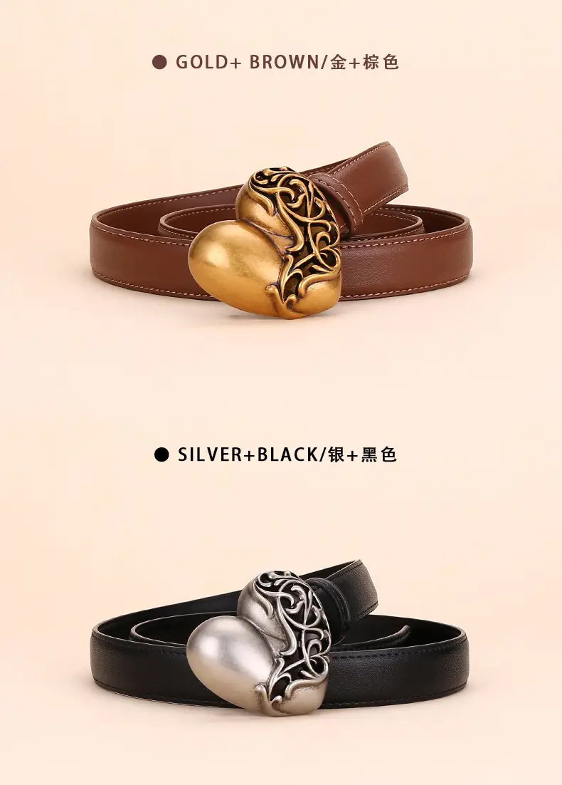 Women's Cowhide Belt with Silver Buckle 24cm — feature 9