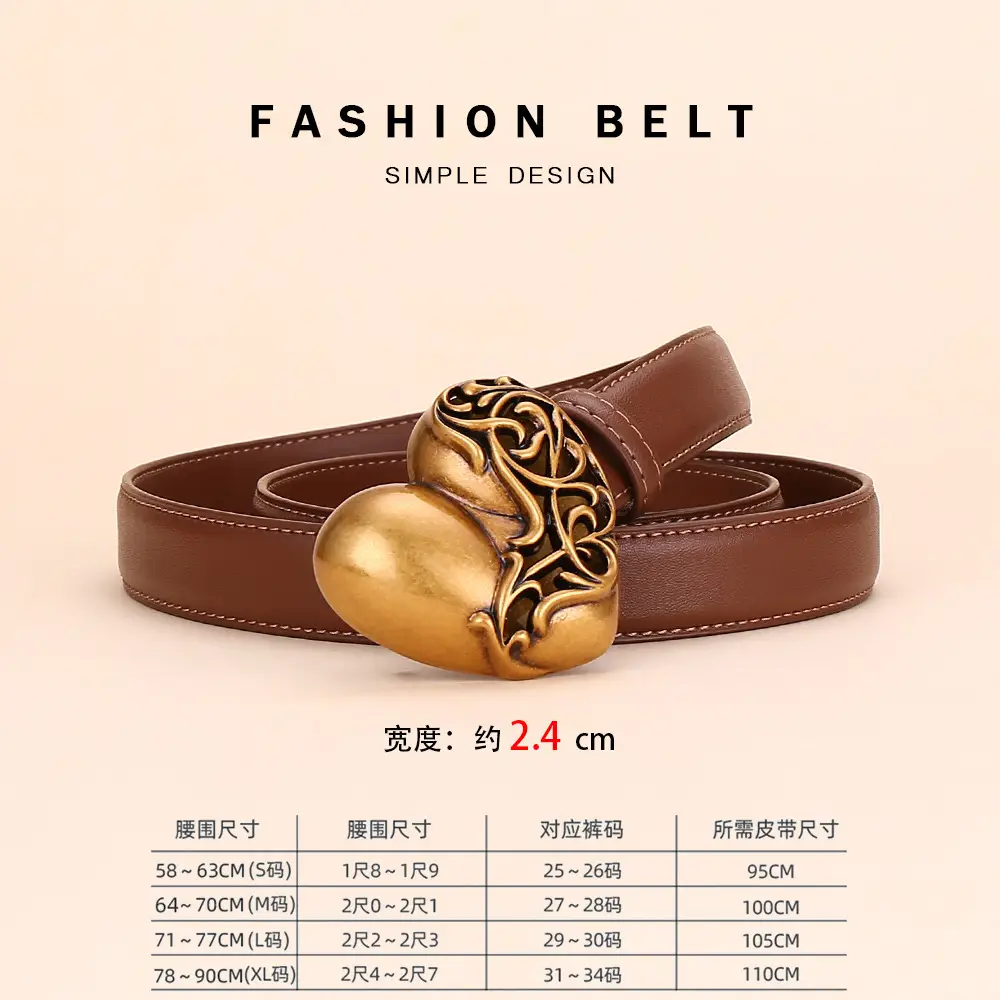 Women's Cowhide Belt with Silver Buckle 24cm - Image 2
