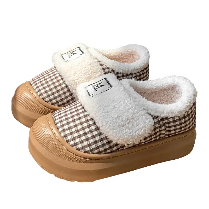 All-Match Fashion Plush Outwear Cotton Shoes Women's Autumn and Winter New Thickened Home Warm Velcro Bag with Cotton Slippers - Image 2