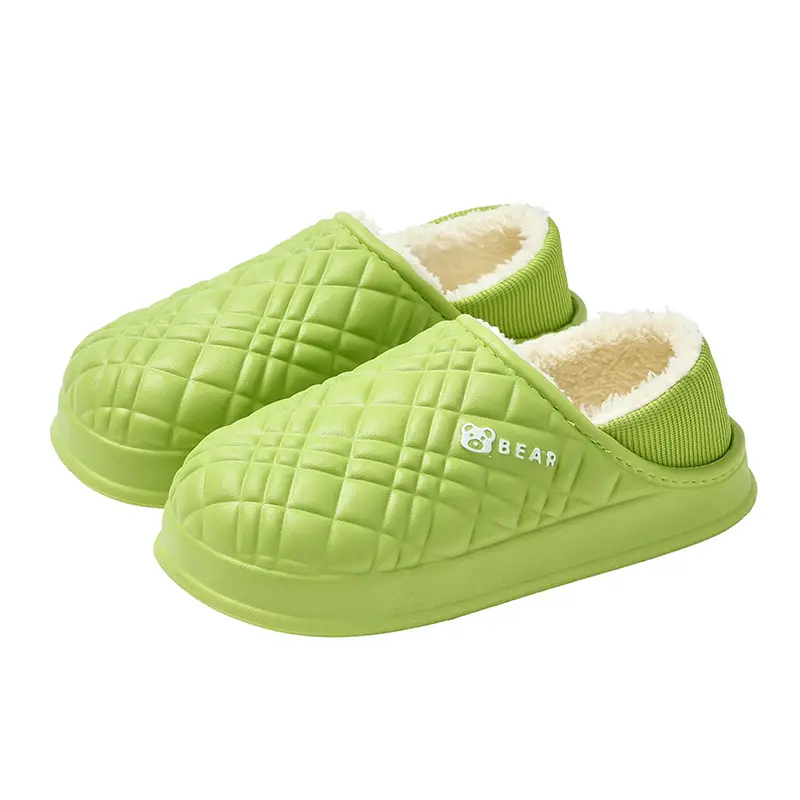 Autumn and Winter EVA Waterproof Cotton Slippers for Men and Women Plush Indoor Home and Household Non-Slip Mute Slippers for Exterior Wear Feeling