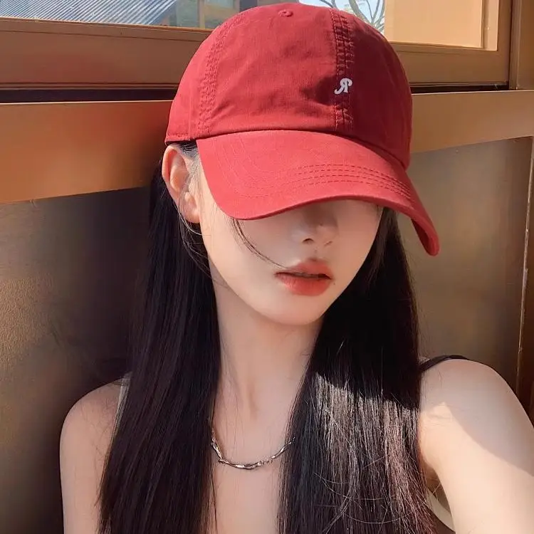 Women Sun Hat Beige R-Logo Baseball Cap - Image 11