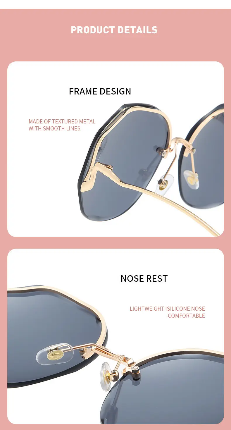 Women's Curved Mirror Sunglasses with Gradient Pore Design — feature 14