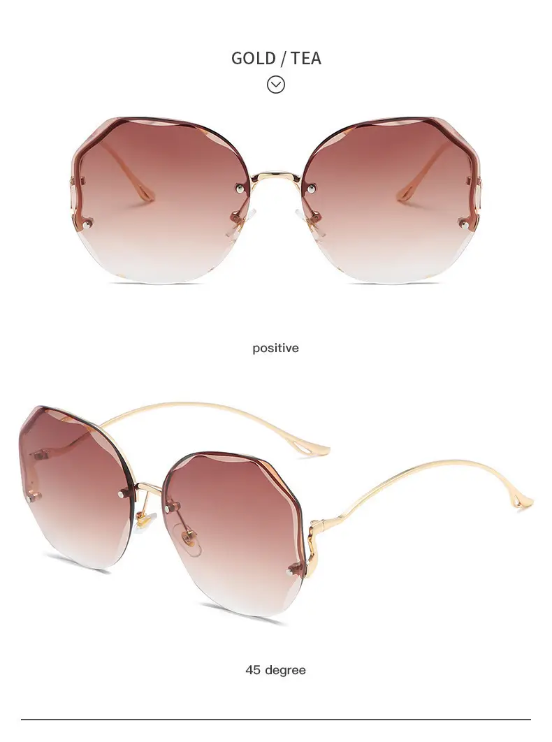 Women's Curved Mirror Sunglasses with Gradient Pore Design — feature 9