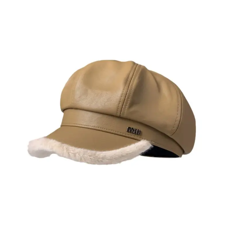 Japanese Leather Fleece Lined Cap with Thickened Duck Tongue