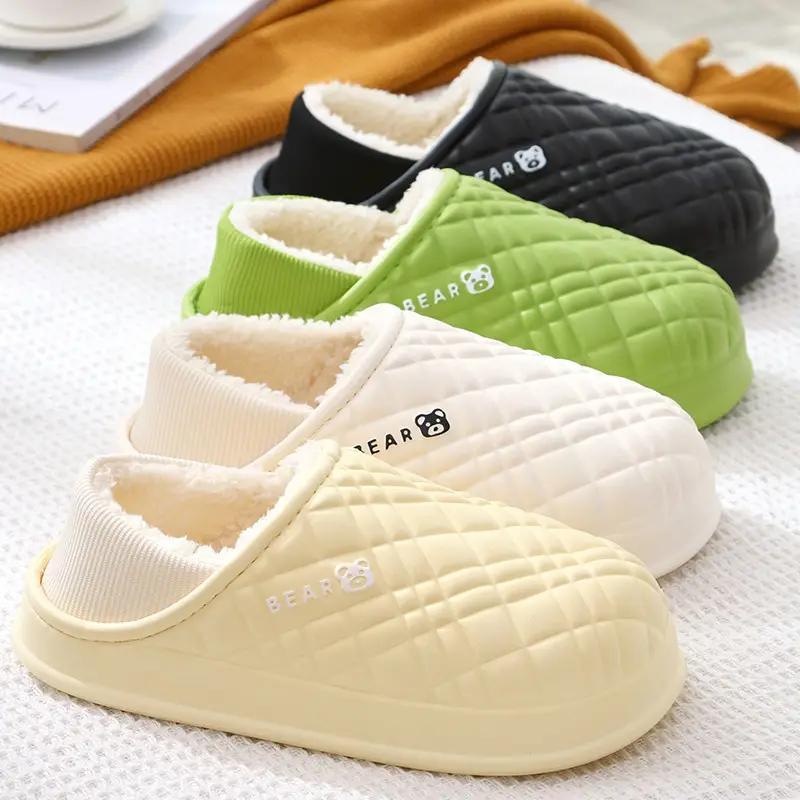 Wholesale Cotton Slippers for Women, Non-Slip, Winter, Closed Heel, Indoor Home Use, Men's Fleece-Lined, Outdoor Wear, Warm, Postpartum, Silent Shoes