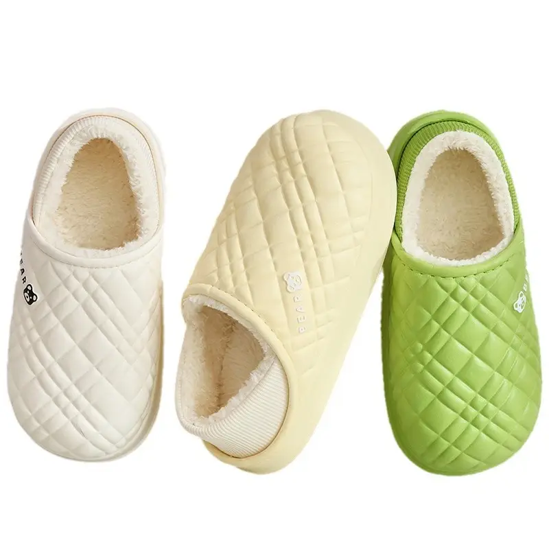 Wholesale Cotton Slippers for Women, Non-Slip, Winter, Closed Heel, Indoor Home Use, Men's Fleece-Lined, Outdoor Wear, Warm, Postpartum, Silent Shoes