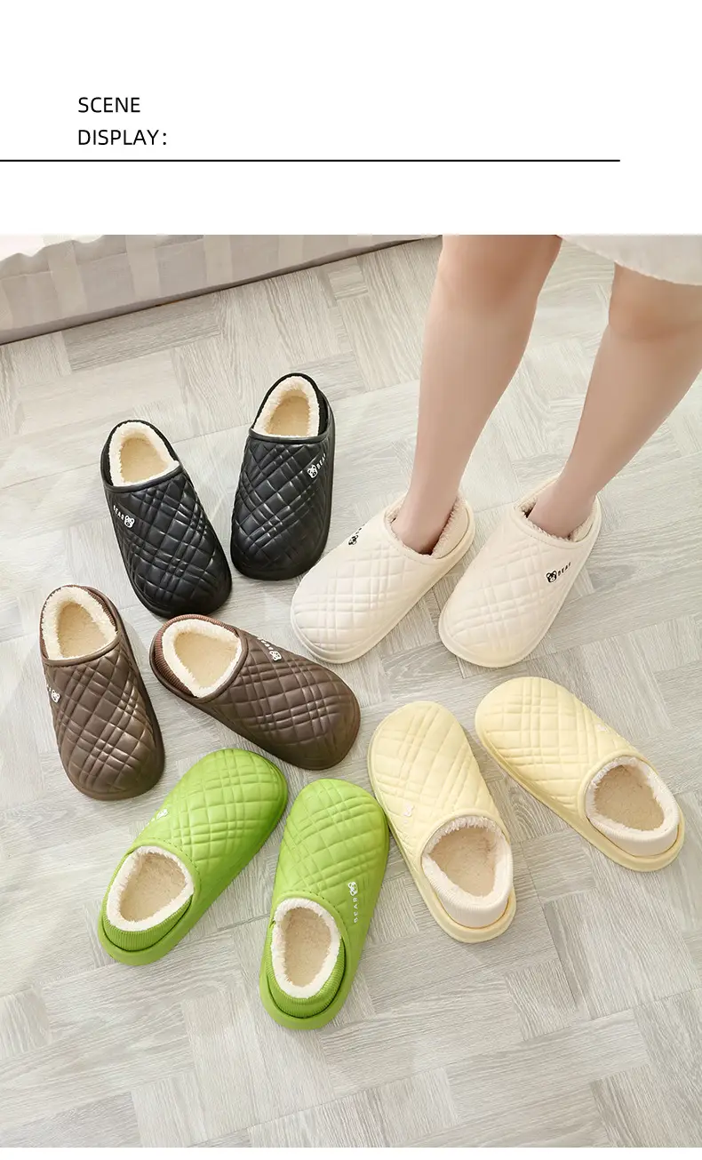 Wholesale Cotton Slippers for Women, Non-Slip, Winter, Closed Heel, Indoor Home Use, Men's Fleece-Lined, Outdoor Wear, Warm, Postpartum, Silent Shoes — feature 10