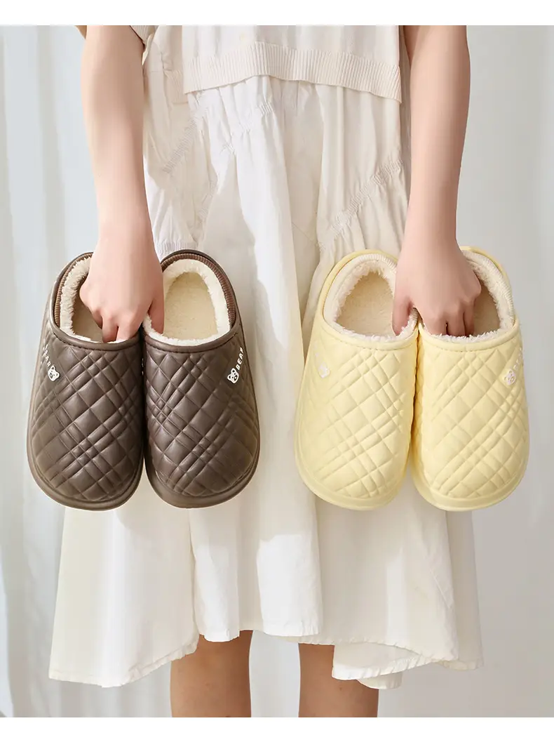 Wholesale Cotton Slippers for Women, Non-Slip, Winter, Closed Heel, Indoor Home Use, Men's Fleece-Lined, Outdoor Wear, Warm, Postpartum, Silent Shoes — feature 13