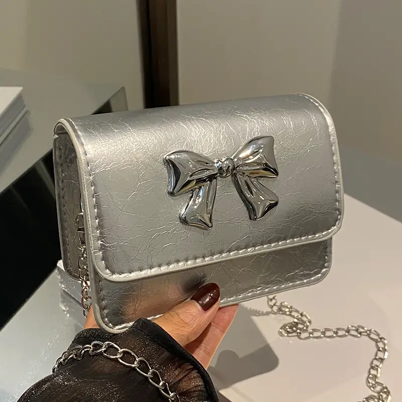 Women's High-end Silver Bow Crossbody Bag - Image 5