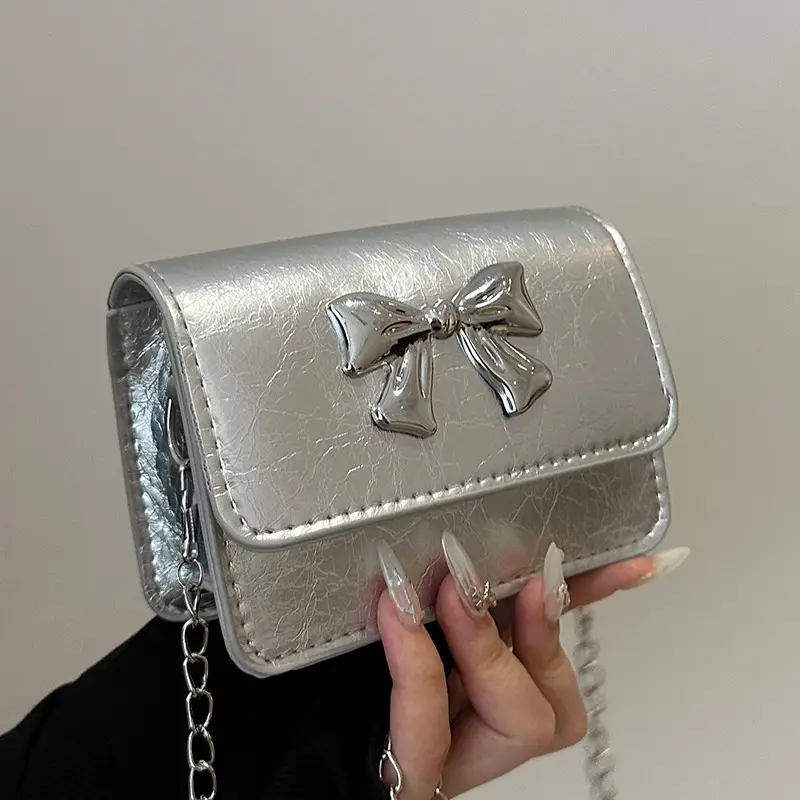 Women's High-end Silver Bow Crossbody Bag - Image 7