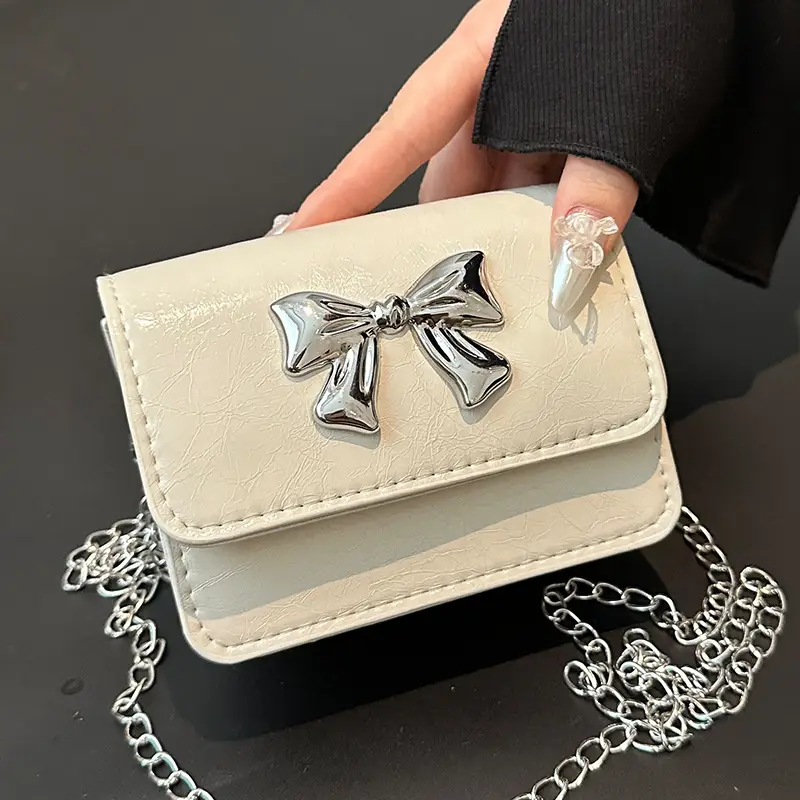 Women's High-end Silver Bow Crossbody Bag - Image 8
