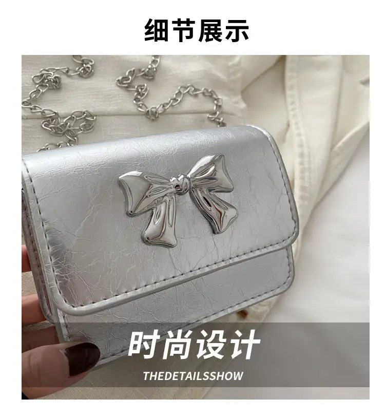 Women's High-end Silver Bow Crossbody Bag — feature 2