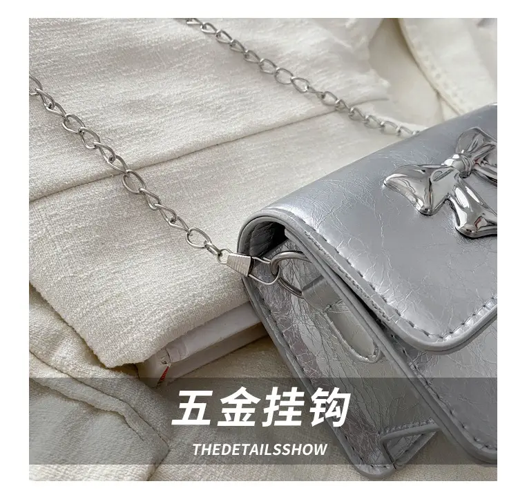 Women's High-end Silver Bow Crossbody Bag — feature 4