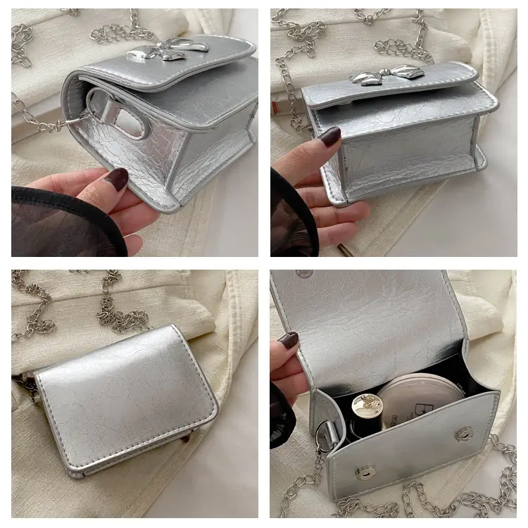 Women's High-end Silver Bow Crossbody Bag — feature 7