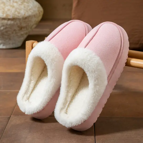 Suede Cotton Slippers Women's Autumn and Winter Indoor Thick Bottom Anti-Slip Office Home Fashion Mao Mao Cotton Slippers - Image 2