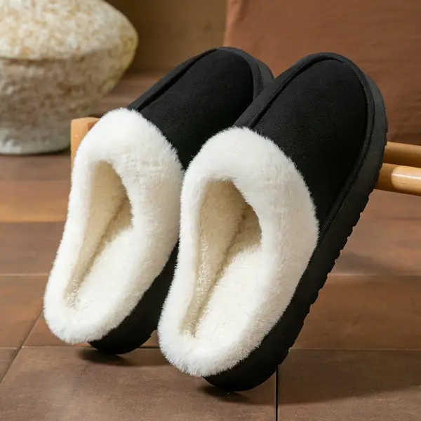 Suede Cotton Slippers Women's Autumn and Winter Indoor Thick Bottom Anti-Slip Office Home Fashion Mao Mao Cotton Slippers - Image 3