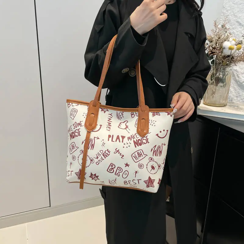 Women's Printed Cotton Tote Bag Large Capacity Summer Commuter - Image 7