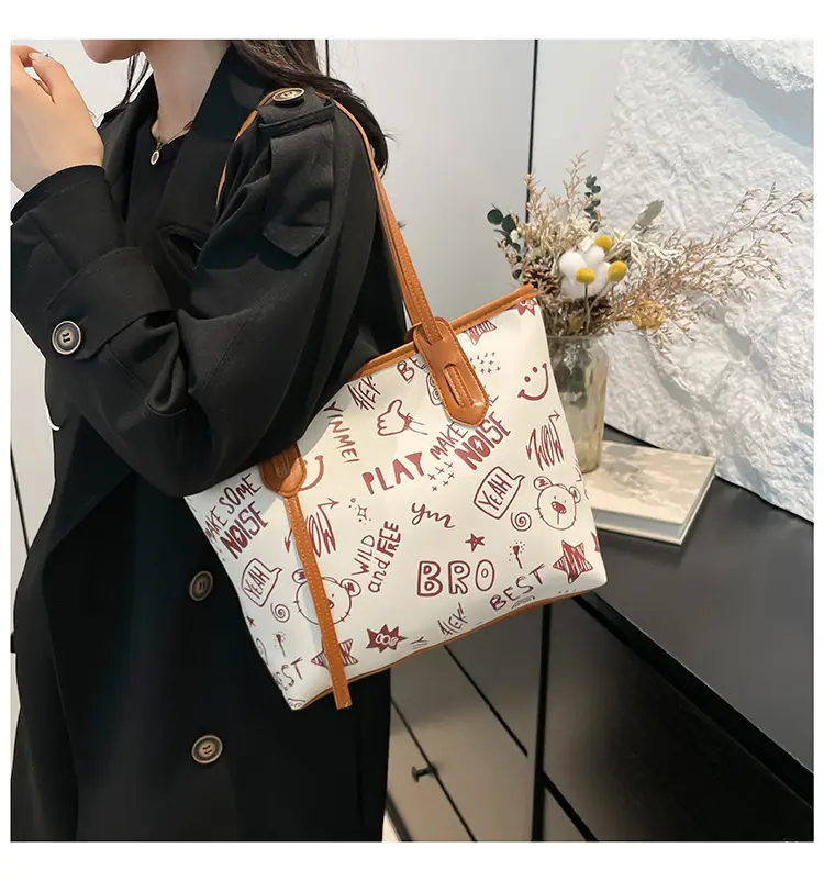 Women's Printed Cotton Tote Bag Large Capacity Summer Commuter — feature 20