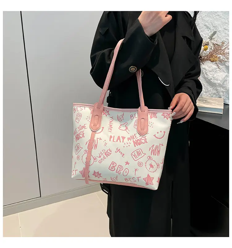 Women's Printed Cotton Tote Bag Large Capacity Summer Commuter — feature 25