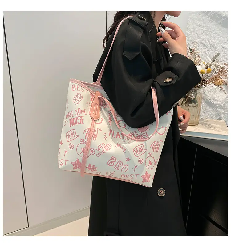 Women's Printed Cotton Tote Bag Large Capacity Summer Commuter — feature 31
