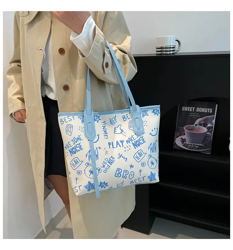 Women's Printed Cotton Tote Bag Large Capacity Summer Commuter — feature 34