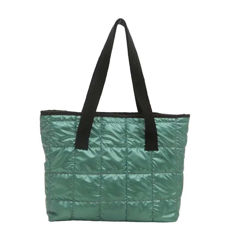2024 Retro Style Cotton Shoulder Tote Bag Silver Black - Image 4