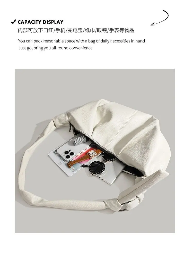 White Pleated Shoulder Bag 2026 New — feature 11