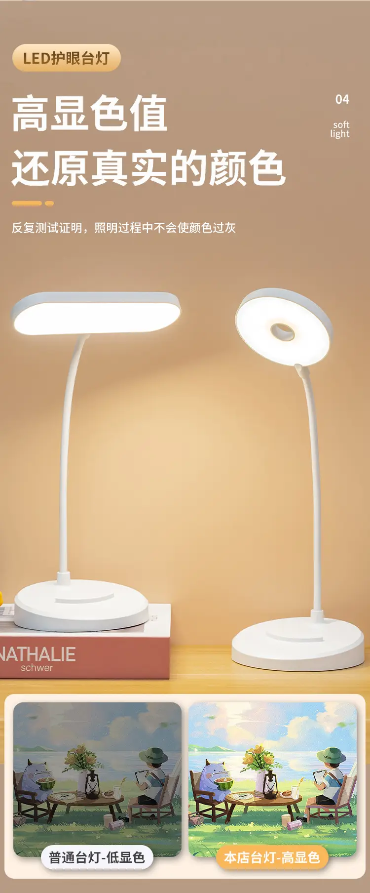 Storage Pen Holder Desk Lamp Study Dormitory Home Eye Protection Lamp Reading Desk Rechargeable Dual-Use Bedroom Bedside Lamp Dimmable — feature 27