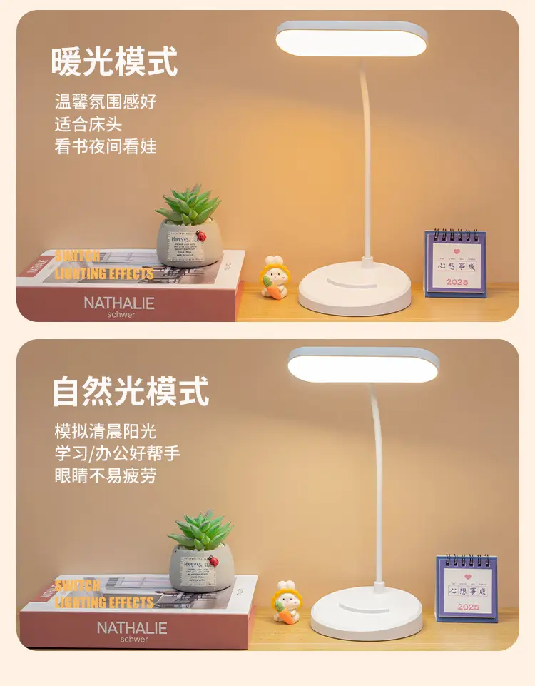 Storage Pen Holder Desk Lamp Study Dormitory Home Eye Protection Lamp Reading Desk Rechargeable Dual-Use Bedroom Bedside Lamp Dimmable — feature 29