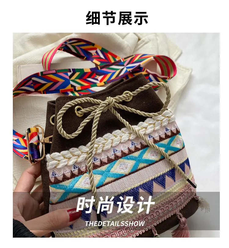 Ethnic Tassel Handbag Women Blue Red Crossbody Bag — feature 2