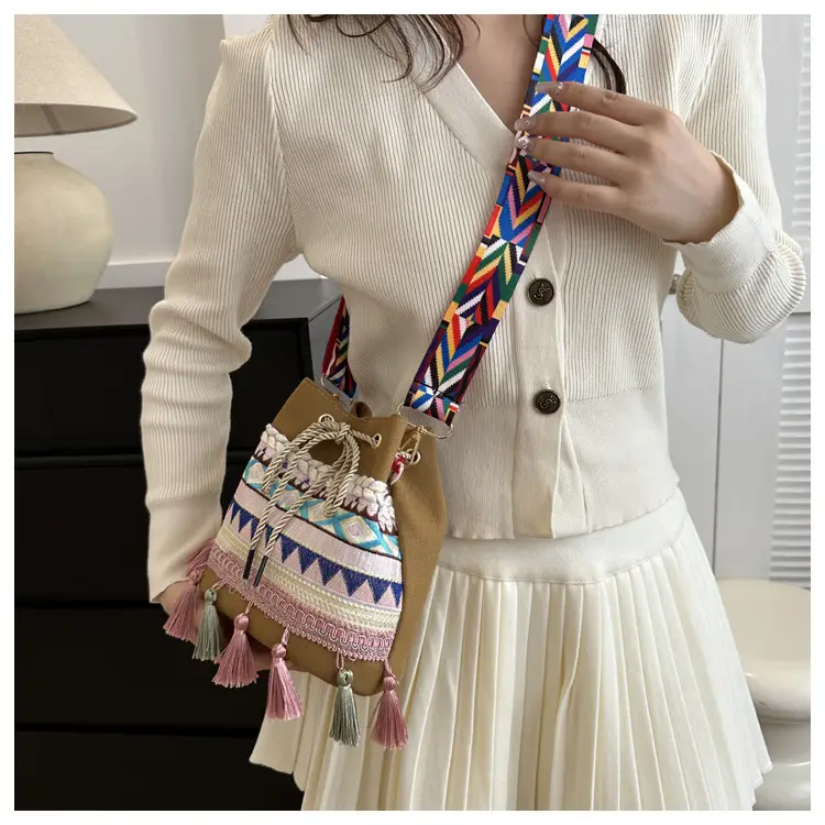 Ethnic Tassel Handbag Women Blue Red Crossbody Bag — feature 30