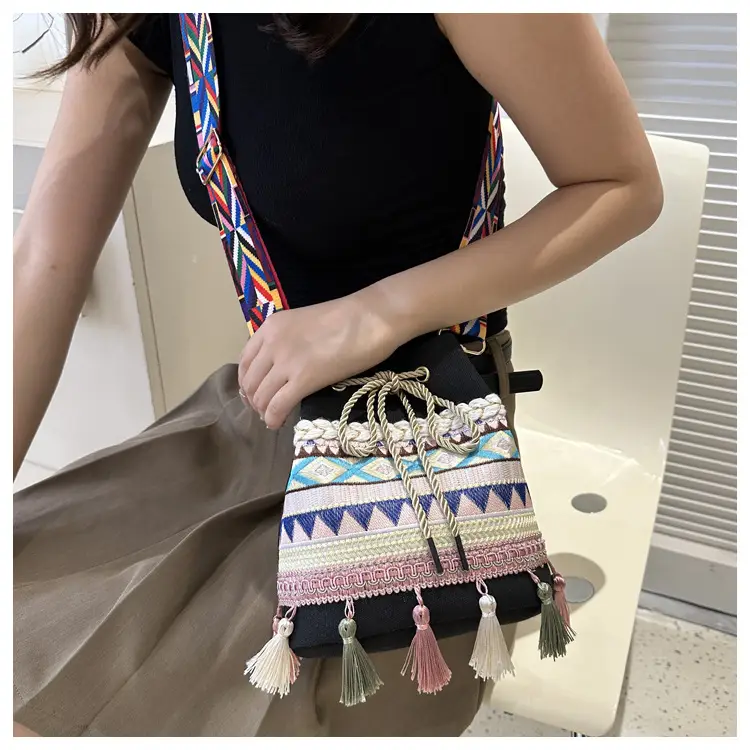 Ethnic Tassel Handbag Women Blue Red Crossbody Bag — feature 32