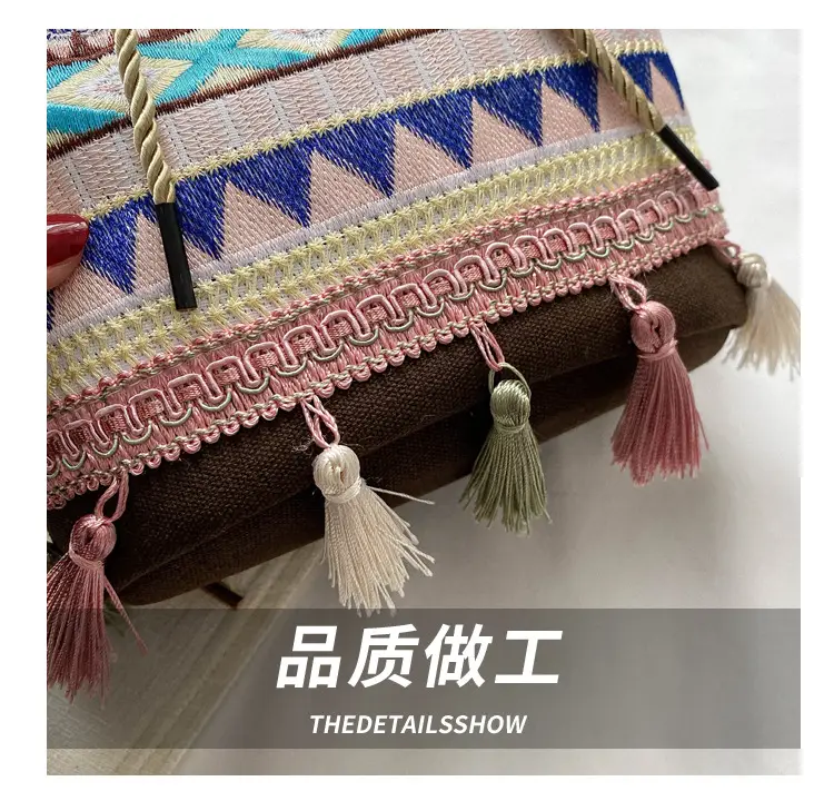 Ethnic Tassel Handbag Women Blue Red Crossbody Bag — feature 4