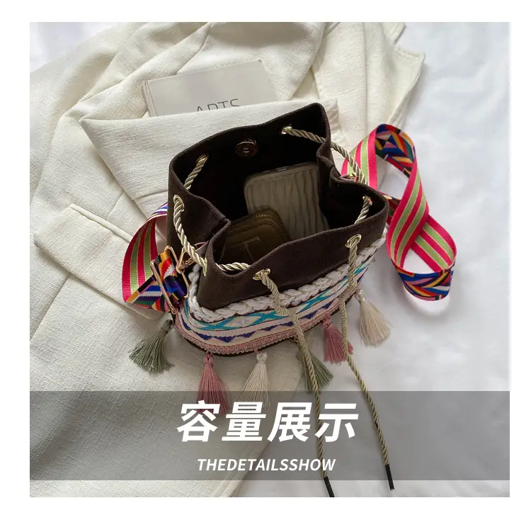 Ethnic Tassel Handbag Women Blue Red Crossbody Bag — feature 5