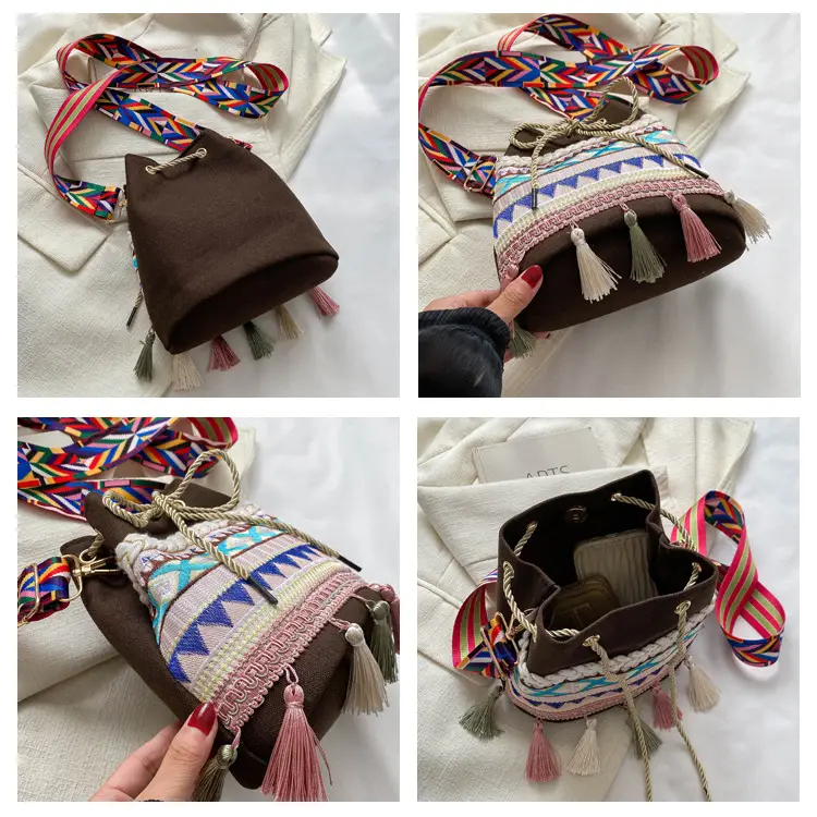Ethnic Tassel Handbag Women Blue Red Crossbody Bag — feature 6