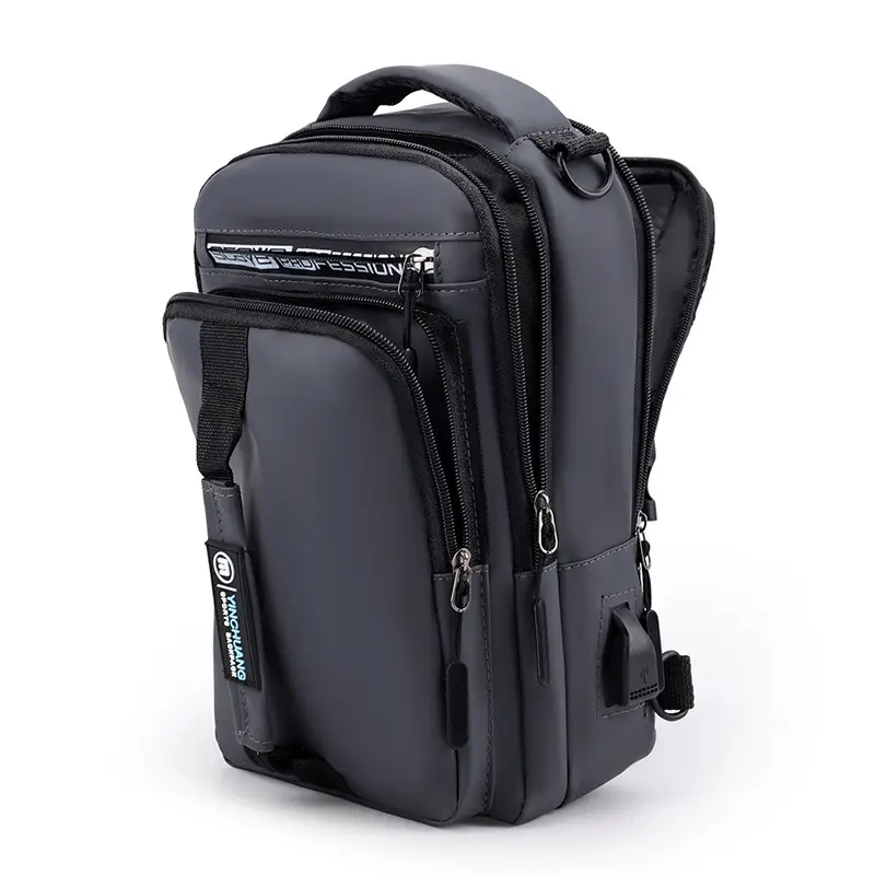 Men's Oxford Crossbody Bag Tan Black Zippered - Image 8
