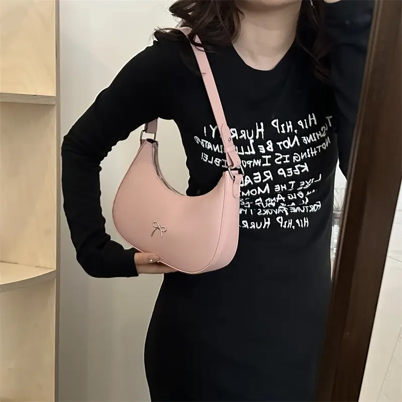 Pink Bow Retro Crossbody Bag for Women 2024 - Image 9
