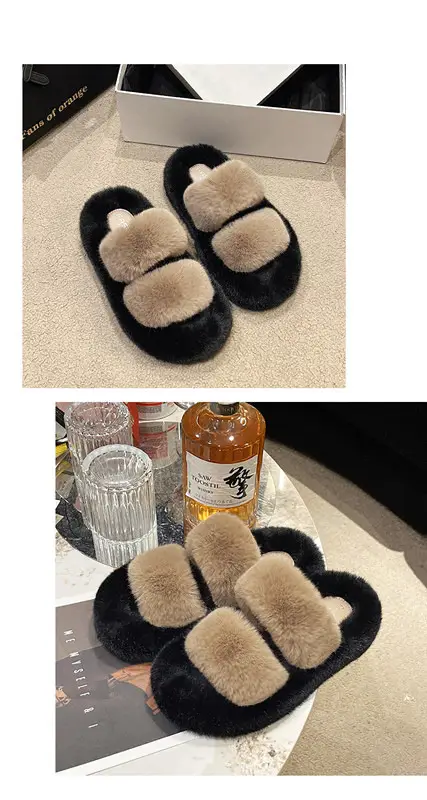 New color matching thick-soled Mao Mao slippers women's casual Korean parallel bars Mao Mao shoes fashion home outdoor cotton slippers women — feature 20