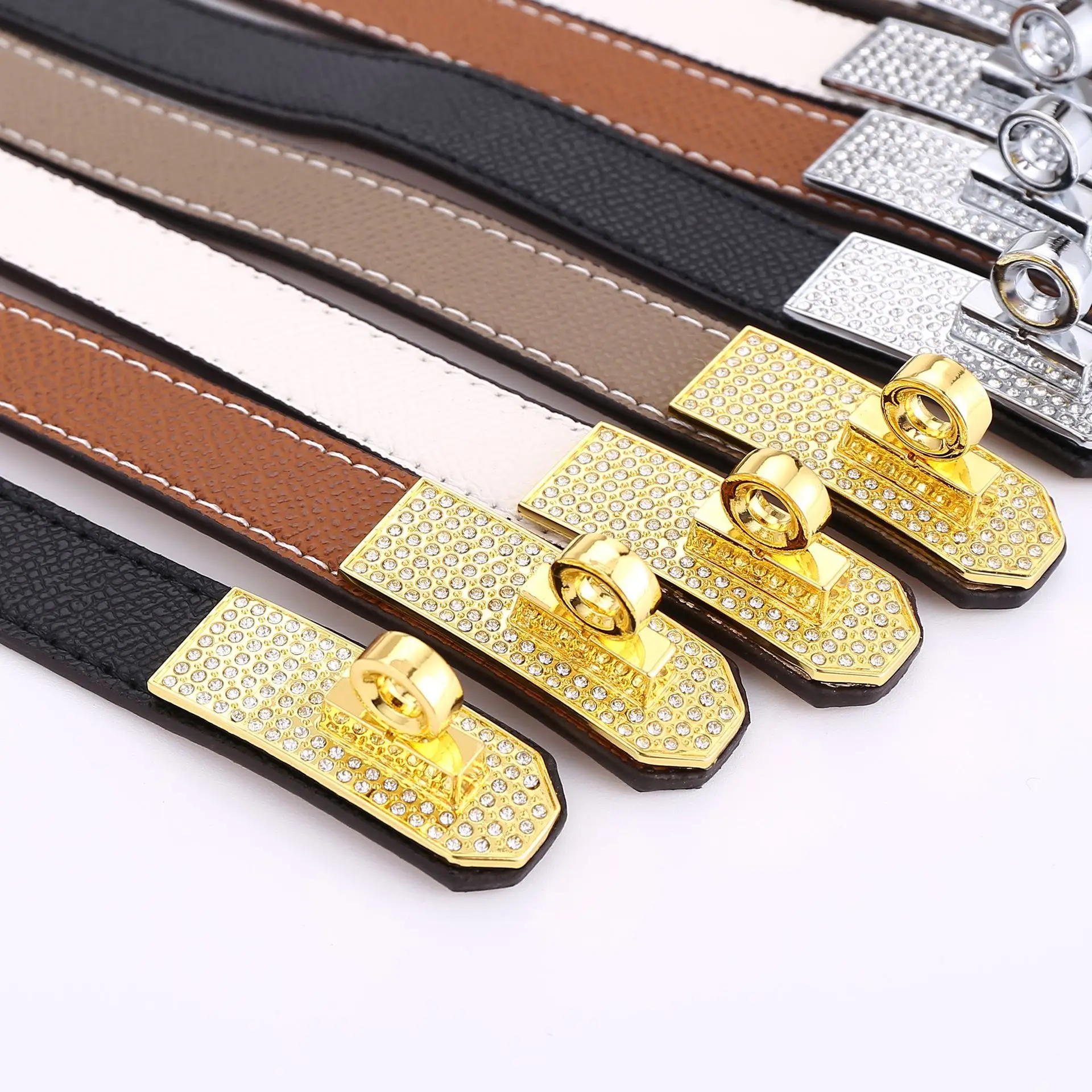 Women's Leather Belt with Diamond Clasp, Versatile Decorative Accessory - Image 11