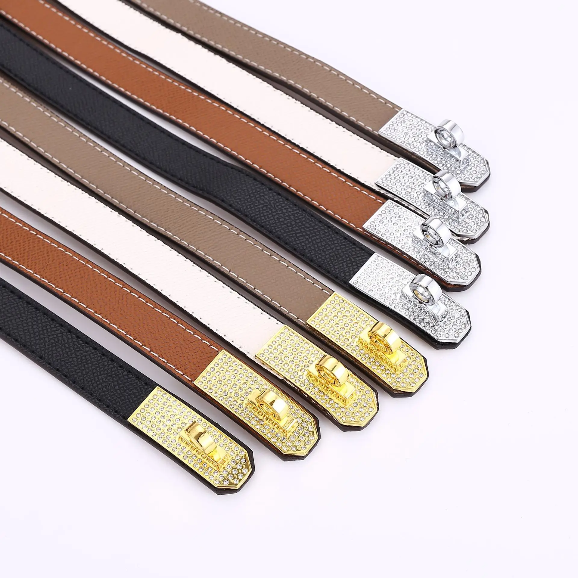 Women's Leather Belt with Diamond Clasp, Versatile Decorative Accessory — feature 10