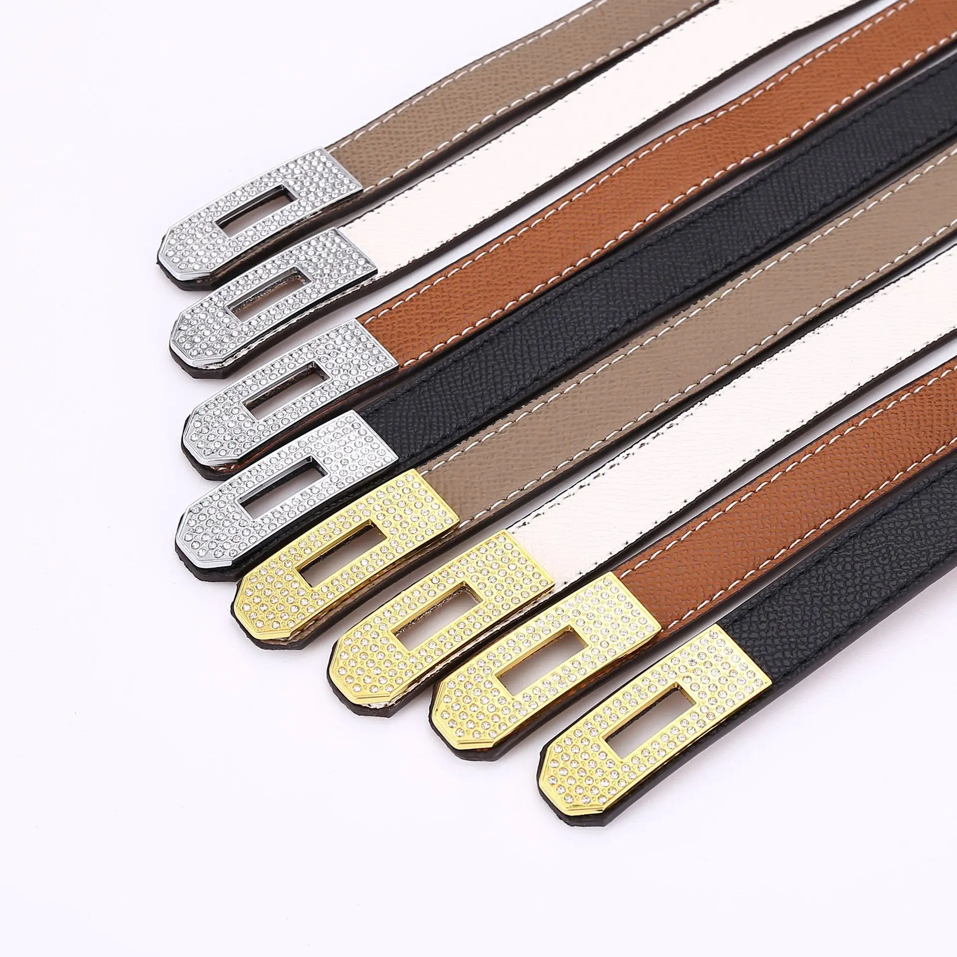 Women's Leather Belt with Diamond Clasp, Versatile Decorative Accessory — feature 11
