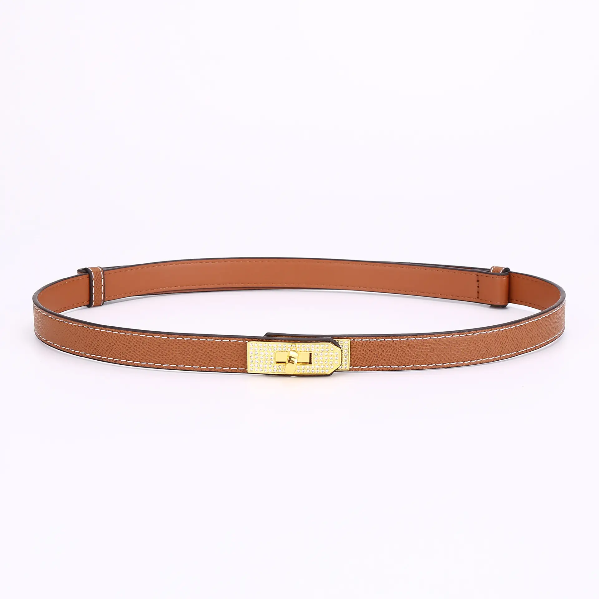Women's Leather Belt with Diamond Clasp, Versatile Decorative Accessory — feature 8