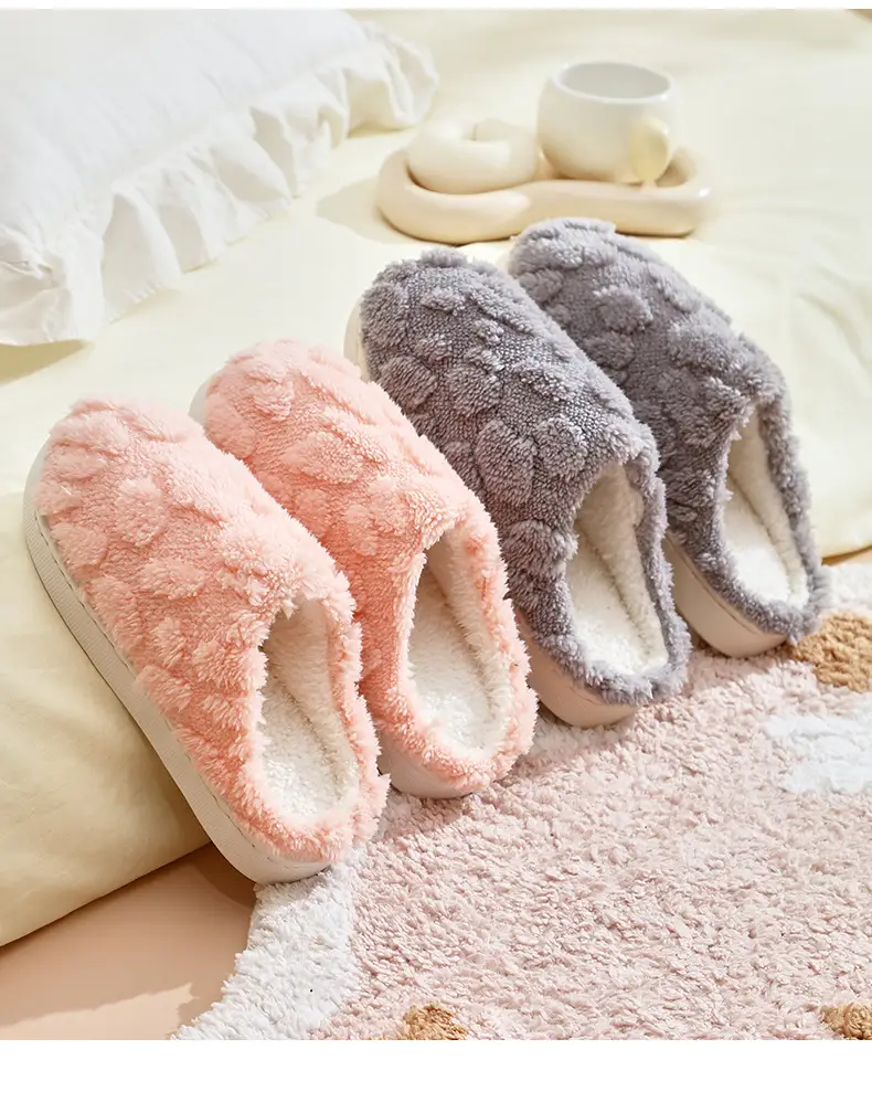 Women's 2024 Cotton Wool Slippers White Non-Slip — feature 16