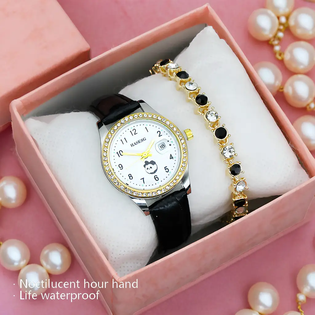 Modern Black Leather Wristwatch for Women - Image 19