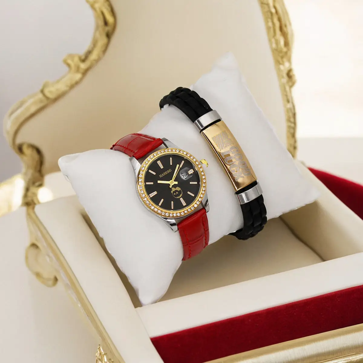 Modern Black Leather Wristwatch for Women - Image 2