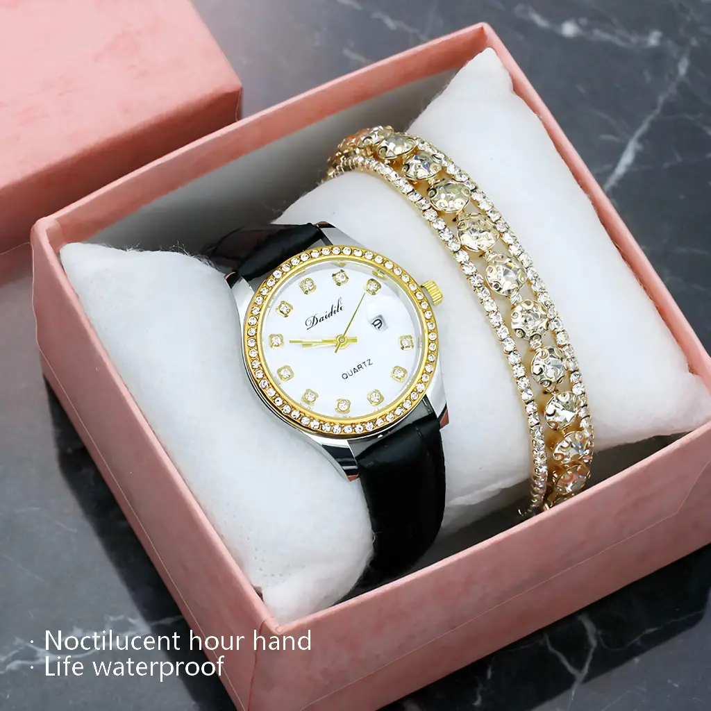 Modern Black Leather Wristwatch for Women - Image 22