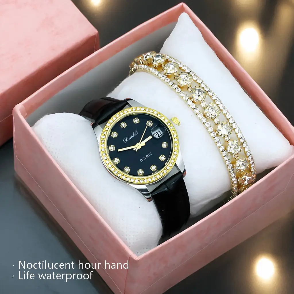 Modern Black Leather Wristwatch for Women - Image 23